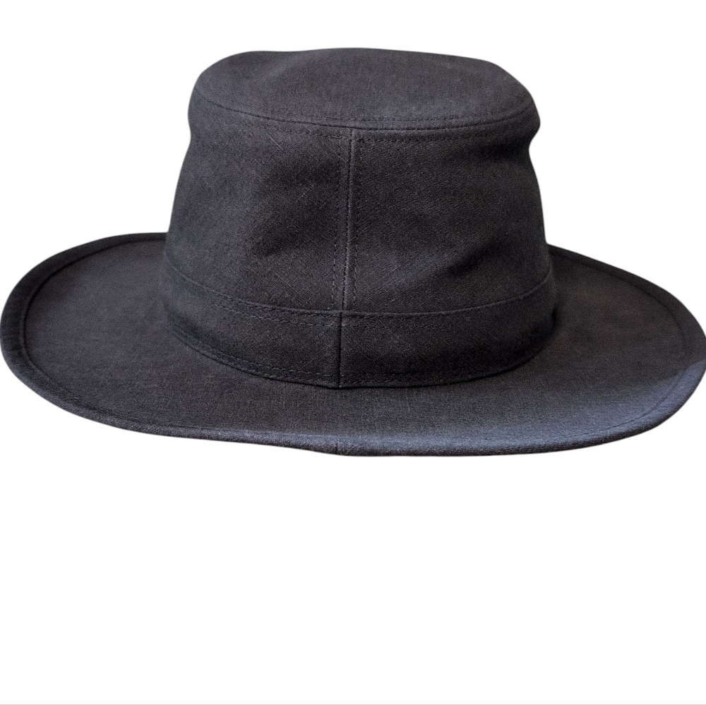 New With Tags Hermes Mens Women's Gray Black Fedora Hat Linen Derby 60 - Picture 4 of 12
